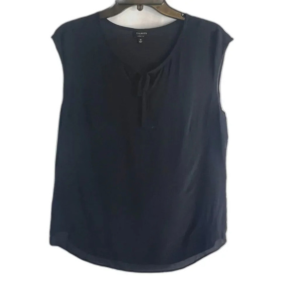 Talbot's Black Sleeveless 100% Washable Silk Blouse Women's Size 12 - Picture 1 of 6